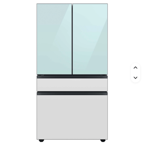 Frigorifero a 4 Porte Stile Francese 29 piedi cubi con Pannelli Centrali in Vetro Finitura Blu Mattino Pronto per la Spedizione - Product Image 1