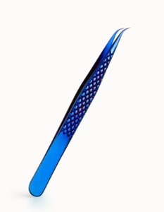 Pince à épiler incurvée Extension de cils Or Diamant Isolation précise Volume Pince à épiler Extensions de cils couleur plasma bleu - Product Image 1