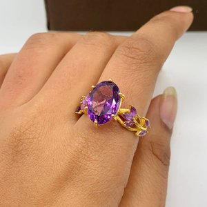 Anillo de boda de Plata de Ley 925 chapado en oro de circón de corte ovalado de diseño romántico para mujer, regalo de aniversario - Product Image 2