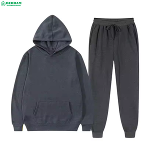 Unisex Distressed <b>Patch</b> Streetwear 100% Cotton Heavyweight Man Sweat Suits Plus Size Two-Piece Set Winter - Product Image 2