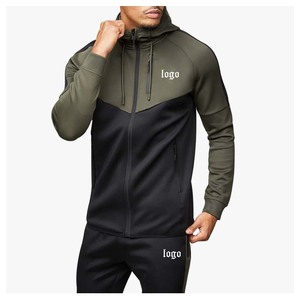 Ensemble de survêtement pour homme avec fermeture à cordon de serrage, personnalisable en gros, respirant, à capuche, pour l'hiver, veste et pantalon de jogging - Product Image 1
