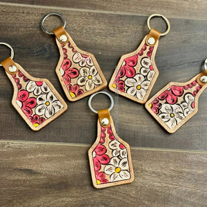 Llaveros de cuero tallados a mano, llaveros de cuero de forma exótica, accesorios de cuero, llaveros bonitos para Unisex - Product Image 2