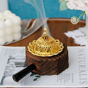 Elegant Wooden Bakhoor <b>Burner</b> With Handcrafted Touch Designed <b>For</b> Enhancing Luxury Interior Decor And Prayer Ambience - Product Image 1