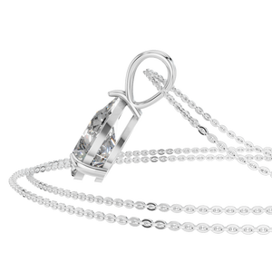 Collar con Colgante de Moissanita de Corte Pera de 2 Quilates en Oro Blanco Sólido de 14K para Mujer, con Cadena de Eslabones, para Fiestas y Regalos - Product Image 2