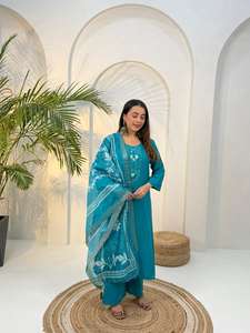 Luxury Roman cord set <b>kurti</b> with palazzo set for Office Party Wedding Reception Festivals & Traditional Functions - Product Image 3