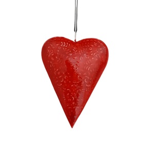 Coeur accrochant décoratif en aluminium enduit rouge pour la vente en gros faite main décorative de Noël de salon en vrac - Product Image 1