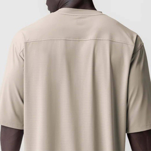Camiseta de Algodón Beige para Hombre, Corte Holgado, Manga Corta, Logotipo Personalizado, Estilo Informal y Relajado, Tejido de Punto - Product Image 5