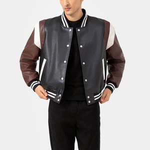 2025 unisexe décontracté varsité Baseball Bomber veste haute qualité en cuir Polyester fourrure de mouton décoration longue impression en gros hommes - Product Image 4