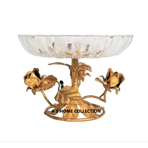 Fantástico diseño de forma de flor Soporte chapado en oro Metal Premium Cuenco decorativo de alta calidad Venta directa de fábrica - Product Image 1