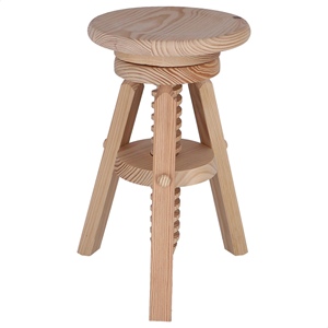 WELL HOME Sgabello Girevole Rotondo in Legno Finitura Non Verniciata 32x48-64cm Sgabelli e Pouf - Product Image 6
