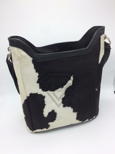 Bolso de mano de cuero de vaca para mujer, bolso de cuero de vaca marrón y blanco para mujer, bolso de hombro de cuero de vaca, bolsos para el pelo, OEM - Product Image 6
