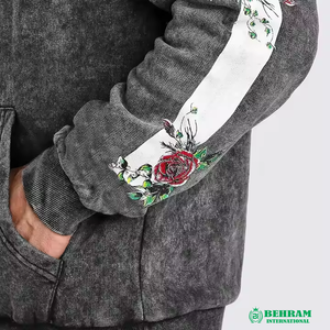 Sweat à capuche de haute qualité 100% coton lavé à l'acide Streetwear pull de lavage sweat à capuche vintage lavé à la pierre avec logo sérigraphié - Product Image 4