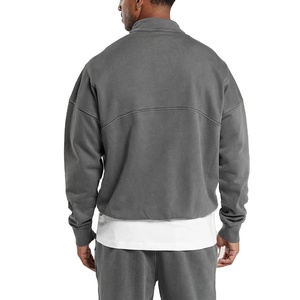 Vente en gros 100% sweats délavés à l'acide sweats à capuche personnalisés sweat-shirt à demi-fermeture éclair unisexe sweats à capuche en molleton de coton lourd 2025 - Product Image 5