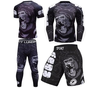 High Quality NoGi <b>BJJ</b> Gear Set for Men Custom Logo Printed <b>Rash</b> <b>Guard</b> Shorts for Martial Arts - Product Image 5