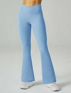 Conjuntos de ropa de gimnasio sin costuras de cintura alta de 2 piezas para mujer, venta al por mayor, trajes de entrenamiento para Yoga, Top corto de manga larga, mallas de cintura alta - Product Image 2