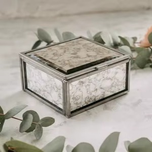 Boîte à bijoux en cristal doré de luxe moderne, taille et forme personnalisables, cadre en métal, rangement, organisateur de cadeaux pour bijoux - Product Image 2