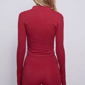 Customize logo Zipper <b>Jacket</b> long sleeve Sportswear Design Quick Drying <b>Yoga</b> Running Vest Top for Women - Product Image 3