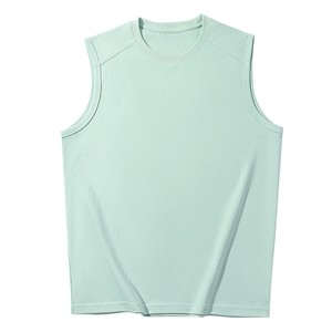 Bangladesh China Factory Price 220g <b>Mens</b> Trendy Roman Cotton Crew Neck Solid Color Loose Fit Sports <b>Vest</b> Sleeveless T Shirt - Product Image 3