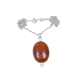 จี้อำพันทรงรีจี้925อัญมณีเงินสเตอร์ลิงจี้อำพันแท้ของขวัญอำพันธรรมชาติสำหรับวันอีสเตอร์ - Product Image 1