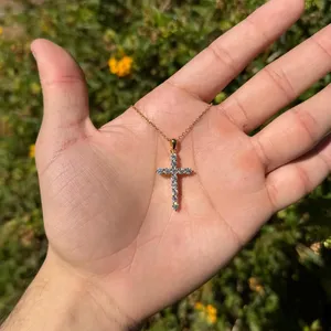 925 Sterling Silver Moissanite <b>Cross</b> Pendant Vintage Style Women's Gift Passes Diamond Tester - Product Image 5