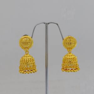 Boucles d'oreilles de style Jhumka plaquées or de conception traditionnelle, boucles d'oreilles Jhumka de qualité supérieure en une seule étape pour Dubaï, boucles d'oreilles spéciales africaines - Product Image 6