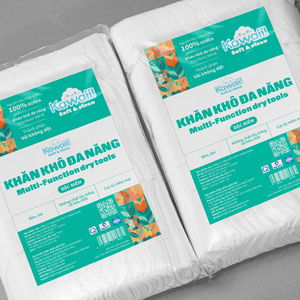 Kawaii 300 Feuilles Lingettes Sèches Écologiques 180x130mm Tissu Non Tissé Doux et Durable Fabriqué au Vietnam pour les Soins Personnels Féminins - Product Image 2