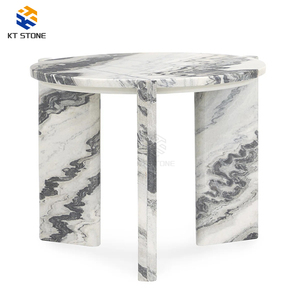 Mesa Auxiliar Rectangular de Mármol Calacatta Viola con Base de Mármol Arabescato Blanco, Diseño Moderno Multifuncional de Lujo Italiano - Product Image 4