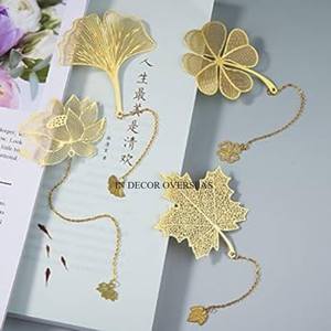 Diferentes tipos de hojas y flores Diseñador de alto grado Chapado en oro Calidad superior Metal Promocional y regalos de negocios Marcadores - Product Image 3