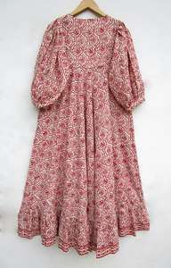 Women's Casual <b>Dresses</b> Short <b>Sleeve</b> V-Neck Button Front 100% Cotton Floral Print Natural Waistline <b>Summer</b> - Product Image 2