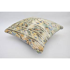 Beige Wool Kantha Patchwork <b>Pillow</b> Luxury 12x12 Inch Woven Throw <b>Pillow</b> Vintage Fluffy Portable for Bedding Floor for Christmas - Product Image 5