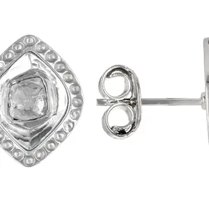 Scintillante Polki lamina di diamante con retro in argento Sterling orecchini con diamanti squisiti gioielli con lunetta elegante forma libera diamante