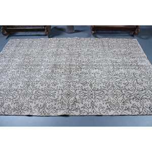 Tapis turc vintage, grand tapis de 5,8 x 8,7 pieds, tapis persan blanc - Product Image 3