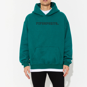 Alta calidad 360gsm 100% algodón personalizado bordado liso teñido de gran tamaño hombres Streetwear Sudadera con capucha con bolsillo para otoño - Product Image 6