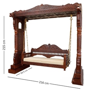 Elegant Solid <b>Wood</b> Convertible Jhoola for Balcony Garden 2/3 Seater Outdoor/Indoor Relaxation With Carving Living Room - Product Image 6