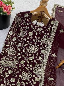 Sharara de Lentejuelas de Georgette Sintética, Estilo Étnico Artesanal, Excelente para Bodas, Otoño, Verano, Sin Arrugas, de Secado Rápido - Product Image 5