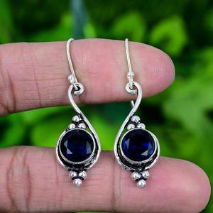 925 solide en argent Sterling fait à la main pierres précieuses améthyste Spinner boucles d'oreilles solides filles balancent meilleure qualité boucles d'oreilles en argent pour les femmes - Product Image 3