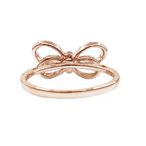 Skillfully Crafted 18K Solid Rose Gold Ring with Real Diamond Fast Delivery Elegant Bow Designed Fancy Wedding Ring for Women - Product Image 3