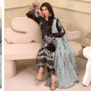 Vestidos de fiesta elegantes para mujer Ramsha colección de gasa bordada Vol F27 trajes de gasa más vendidos indios y paquistaníes - Product Image 3