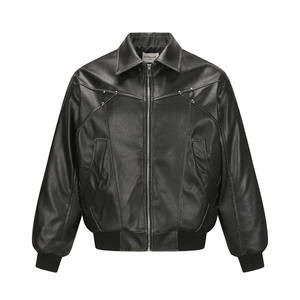 Ropa de hombre nueva moda chaqueta de piel sintética de alta calidad 2025 logotipo bordado PU chaqueta High Street chaqueta de cuero disponible - Product Image 1