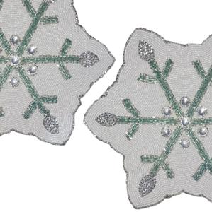 Handmade Modern Glass Beads & Satin <b>Christmas</b> Shaped Decorative <b>Placemat</b> Customizable Color <b>for</b> Home Dining Weddings Holidays - Product Image 4