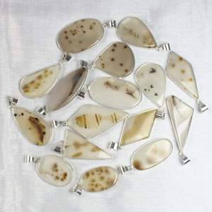 Collar con colgante de ágata de dendrita Shajar de estilo bohemio para mujer, ajuste de bisel Chapado en plata, regalo de joyería - Product Image 3