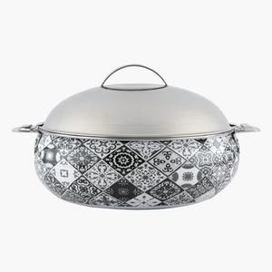 Casserole blanche avec design artistique noir et couvercle en or Bol chauffe-plats élégant pour cuisine élégante salle à manger mariage - Product Image 4