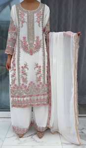 ชุด Salwar สีขาวคุณภาพสูงสำหรับงานแต่งงานแบบดั้งเดิม - Product Image 2