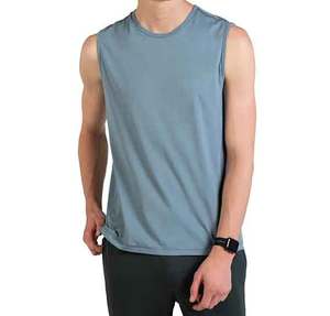 Logo personnalisé conception OEM impression séchage rapide sans manches t-shirt hauts fitness gym sport vêtements de sport homme col rond débardeur hommes - Product Image 4