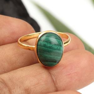 Gran oferta, malaquita Natural, 10x14mm, forma ovalada, Plata de Ley 925, chapado en rodio, oro de 18 quilates, declaración de eternidad, joyería para mujer - Product Image 3
