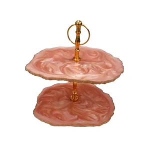 Elegant Resin Cake Stand for Weddings and Special Occasions. Handcrafted Resin Cake Stand with Beautiful Marble Design - Product Image 2