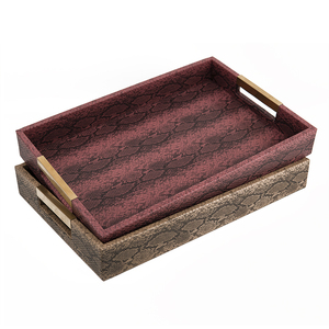 Khay gỗ đặt phục vụ MDF gỗ phục vụ khay với xử lý Snakeskin Hạt Da khay gỗ-Hai mảnh thiết lập với Saber giấy chứng nhận - Product Image 2