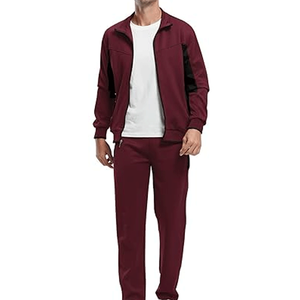 Survêtement athlétique décontracté 2 pièces pour hommes, ensemble de survêtements d'échauffement d'hiver avec motif solide et écologique - Product Image 3