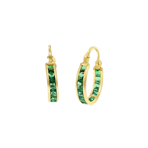 9K Solid Gold Hoop Crystal <b>Earrings</b> (Available 10K-14K-18K)Women Kids Ear Clip Screw Back Made in Spain - Product Image 4