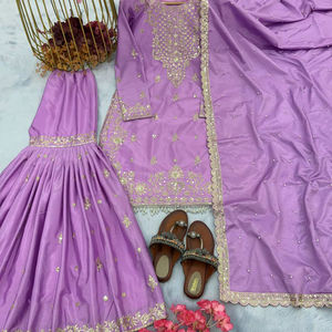 Dernier arrivage Top lourd de créateur-Sharara Collection Chinon Fabrics With Embroidery Sequins Work For Women Party Wear - Product Image 1